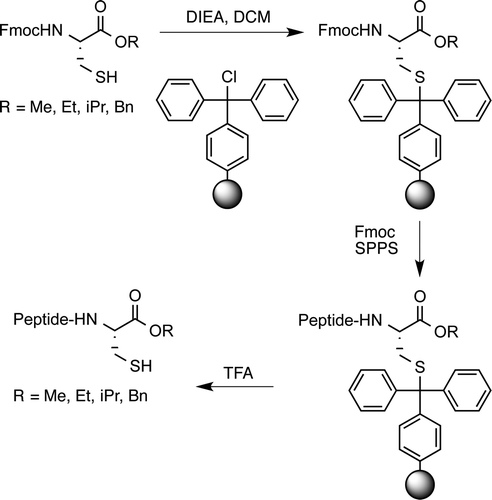 Synthesis of Peptides Containing C-Terminal Esters Using Trityl Side-Chain Anchoring: